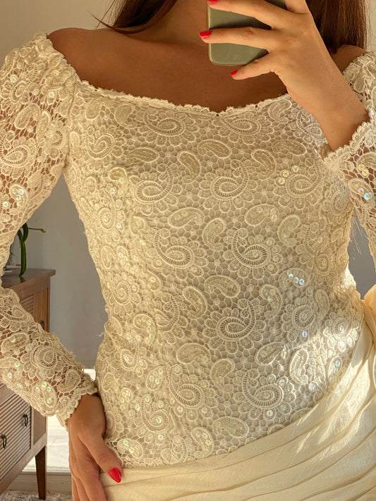 Vestido vintage de los 90 en encaje guipur