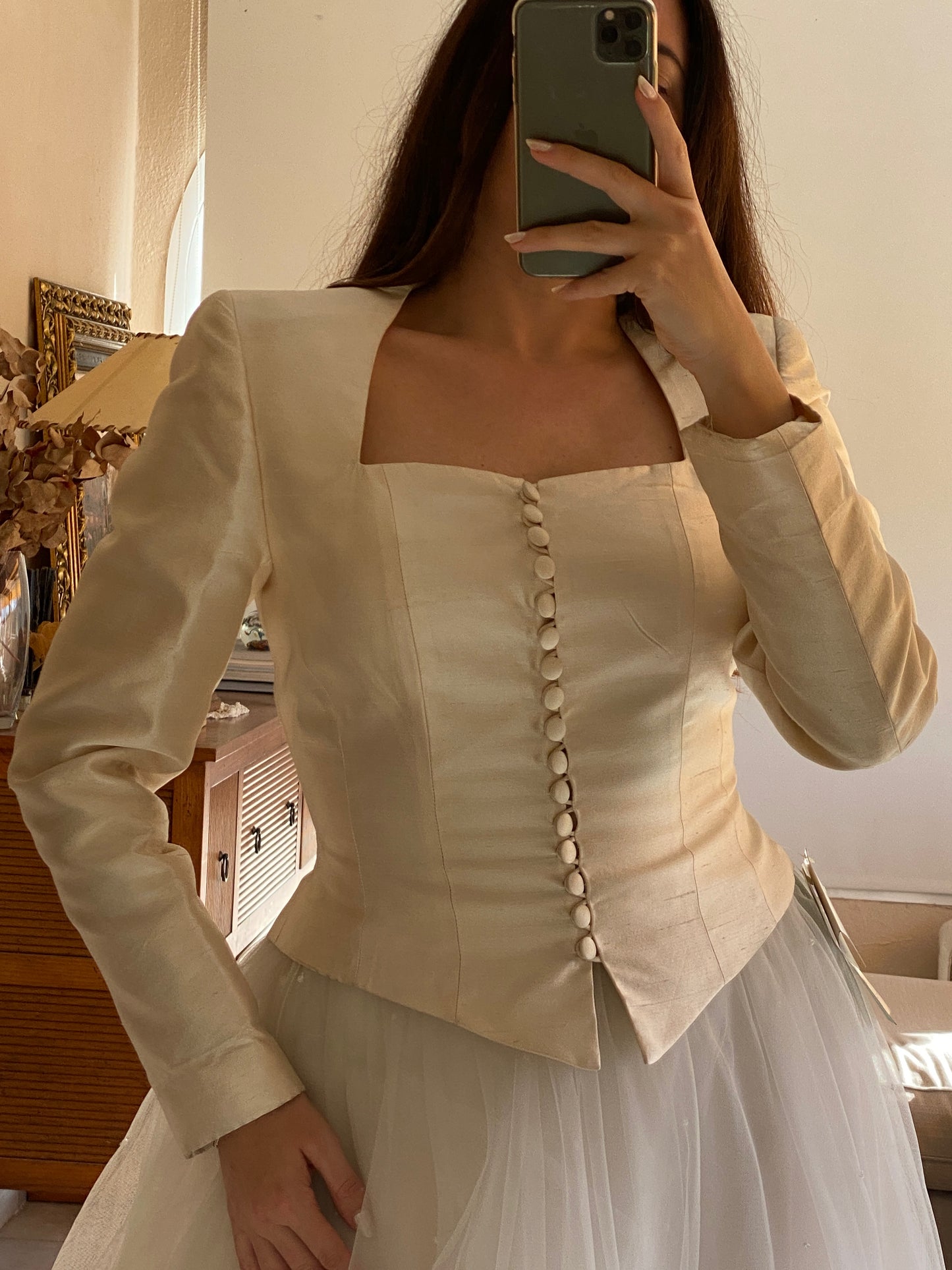 Chaqueta vintage en mikado de seda