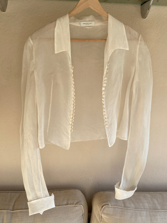 Chaqueta de organza con cuello camisero