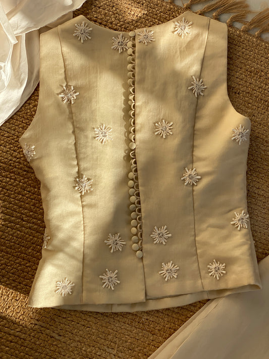 Dos piezas en organza de seda rústica