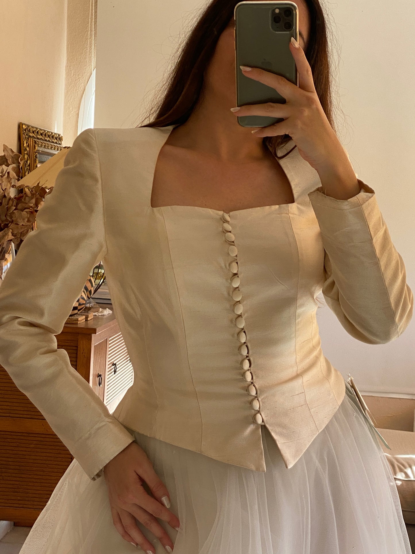 Chaqueta vintage en mikado de seda
