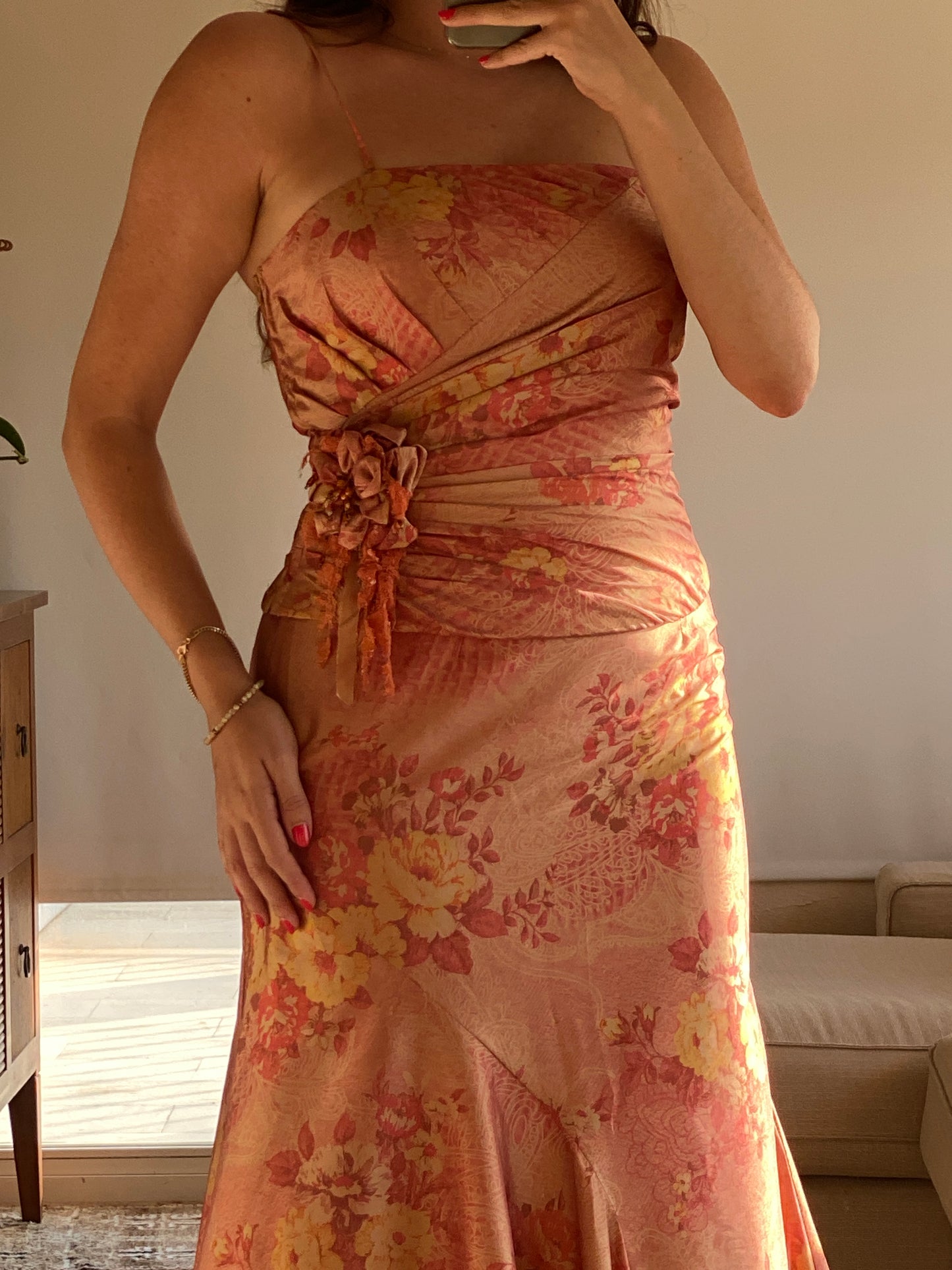 Conjunto vintage Y2K de tafeta floral