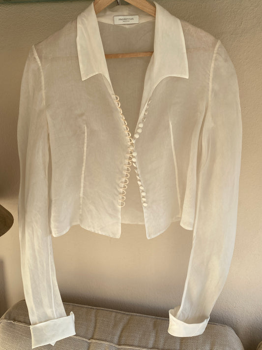 Chaqueta de organza con cuello camisero