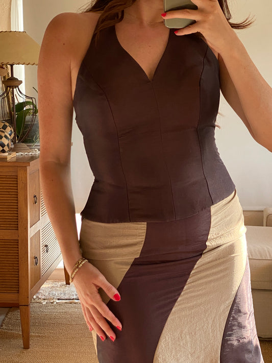 Conjunto vintage de dos piezas bicolor