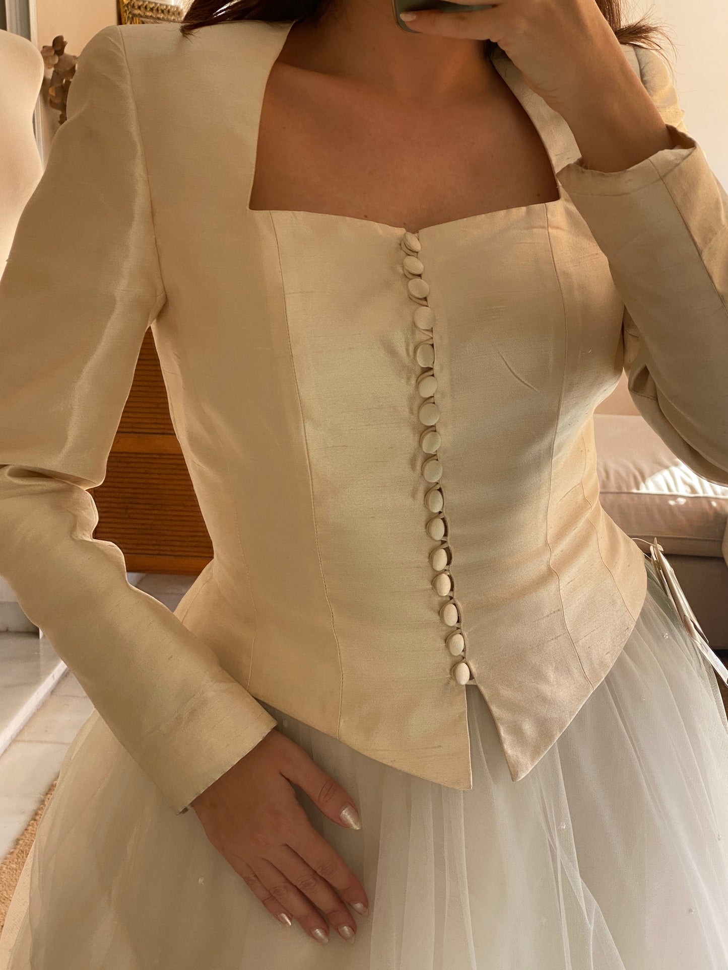 Chaqueta vintage en mikado de seda