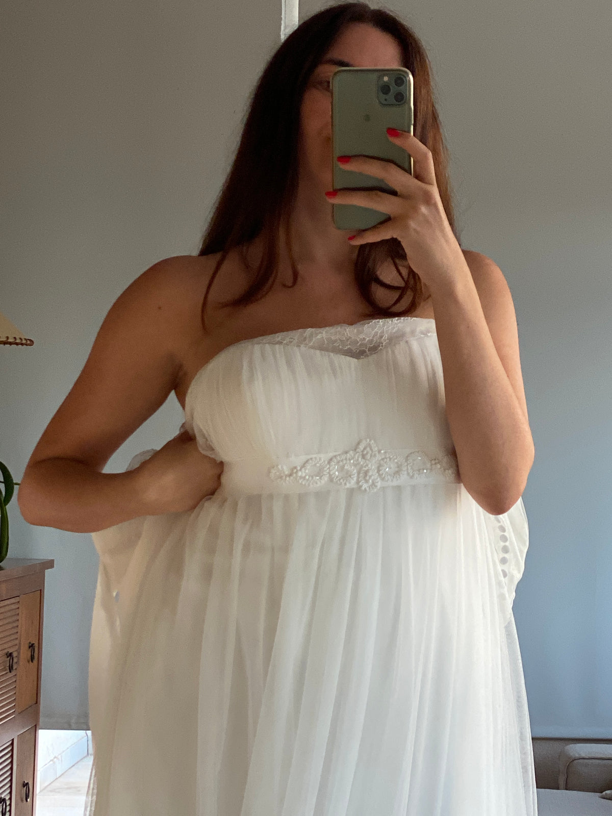 Vestido de novia corte imperio en tul y encaje