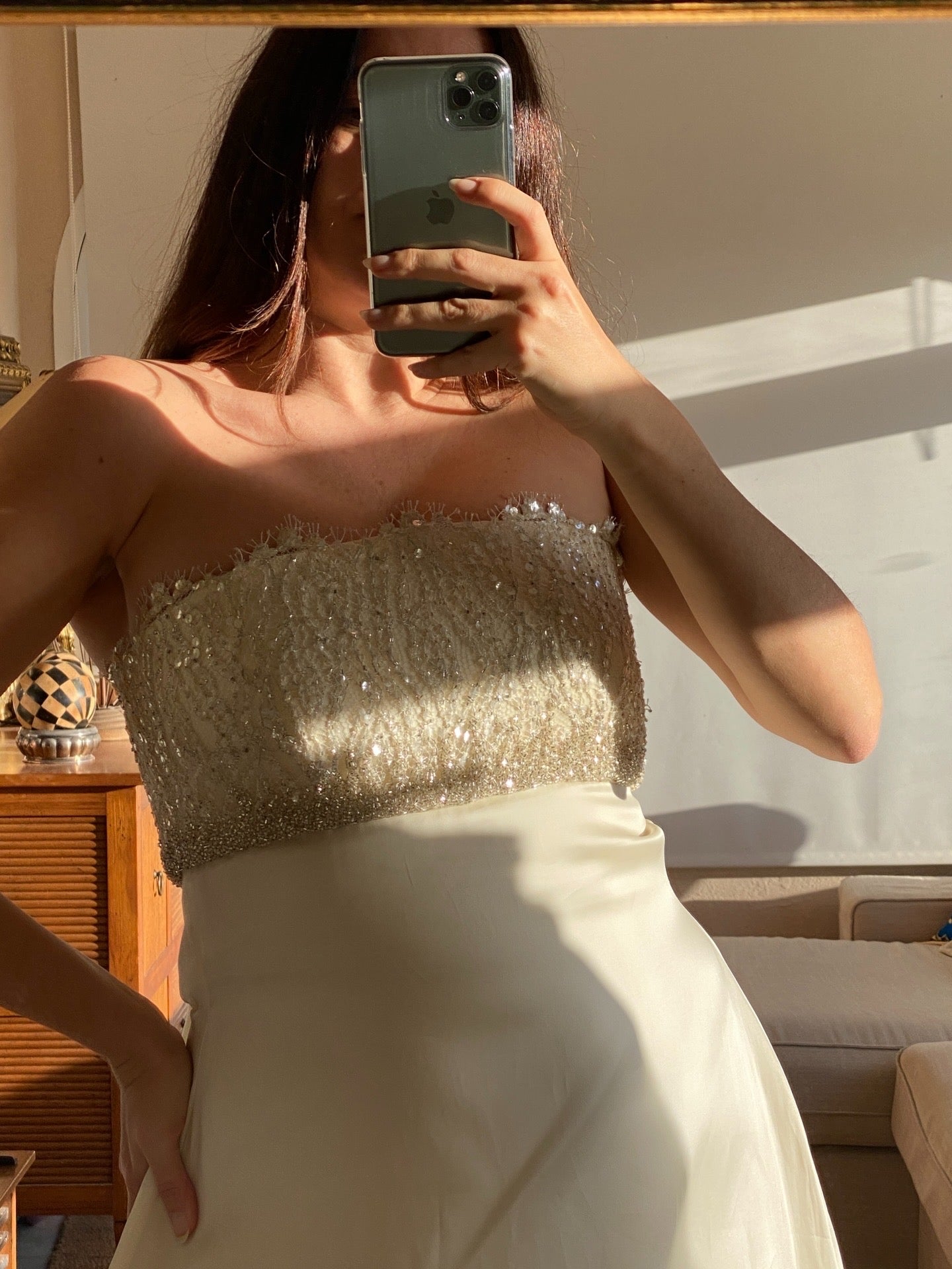 Vestido vintage en organza de seda