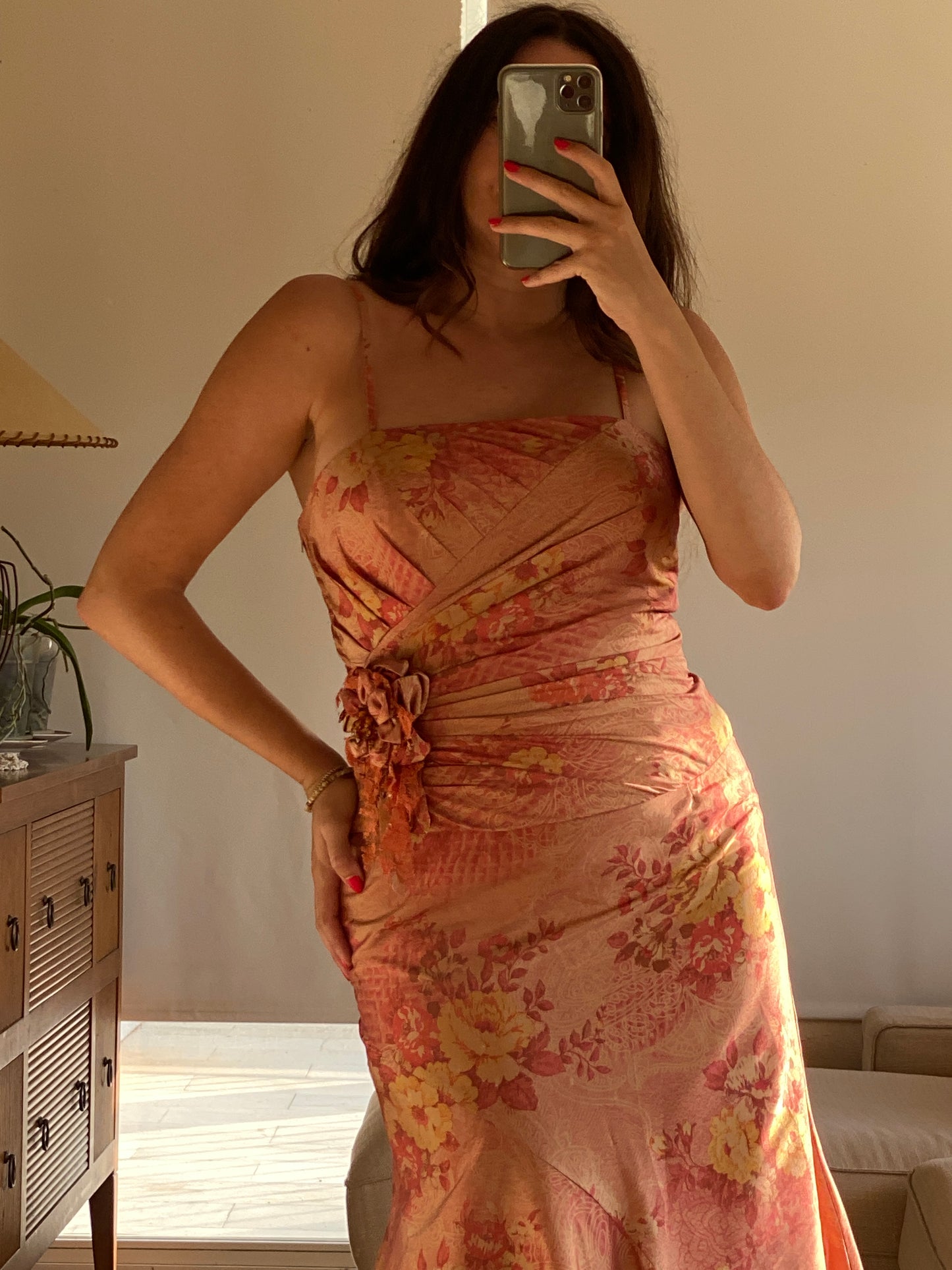 Conjunto vintage Y2K de tafeta floral