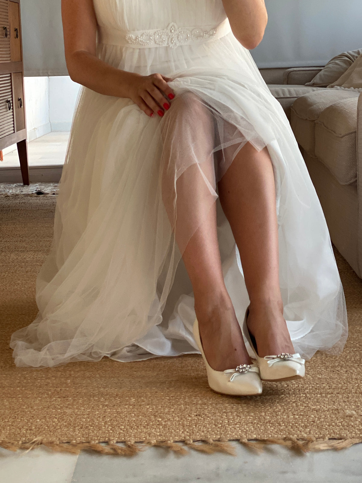 Vestido de novia corte imperio en tul y encaje