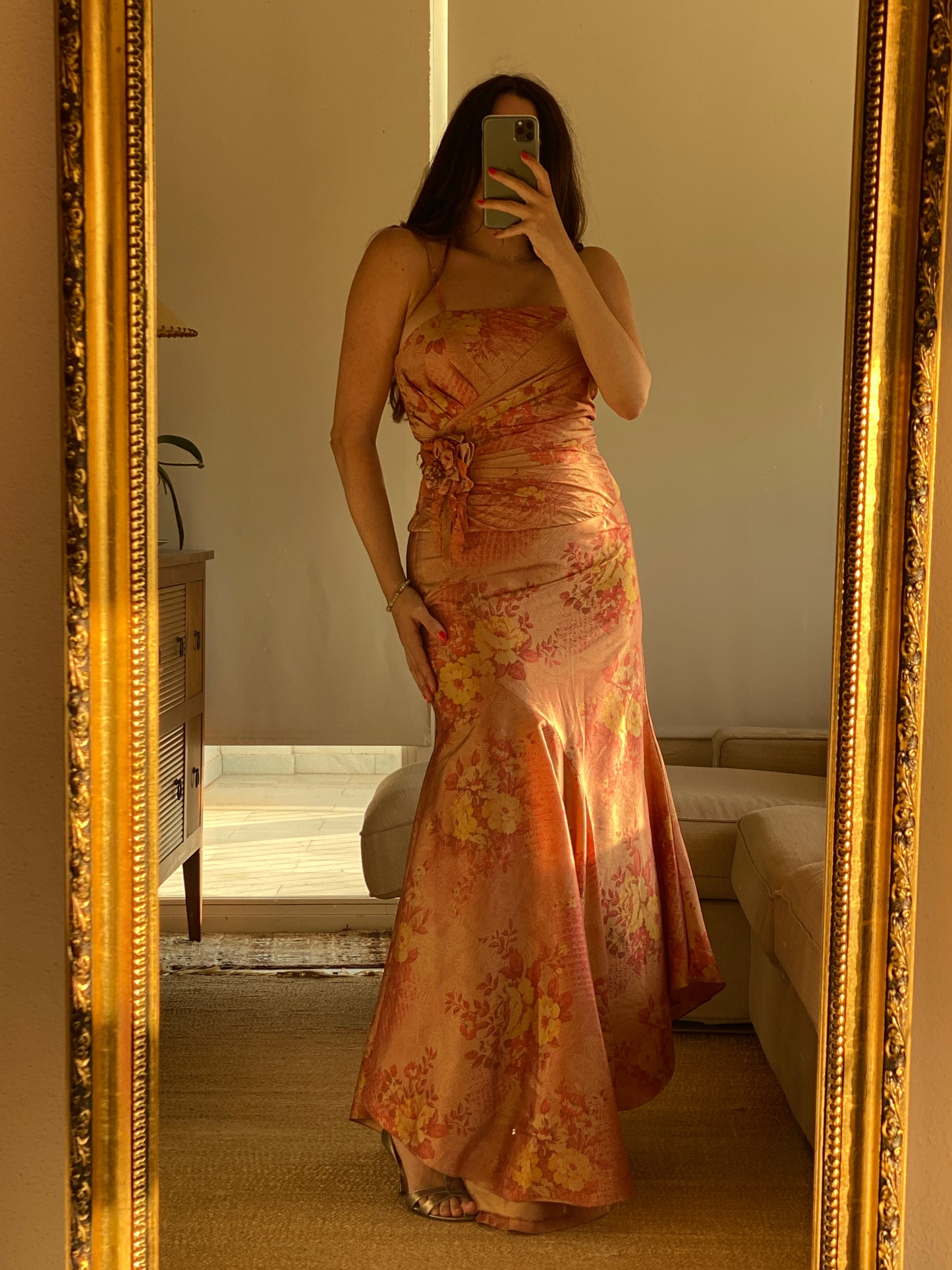 Conjunto vintage Y2K de tafeta floral