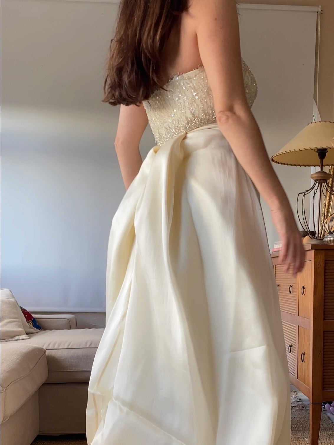 Vestido vintage en organza de seda