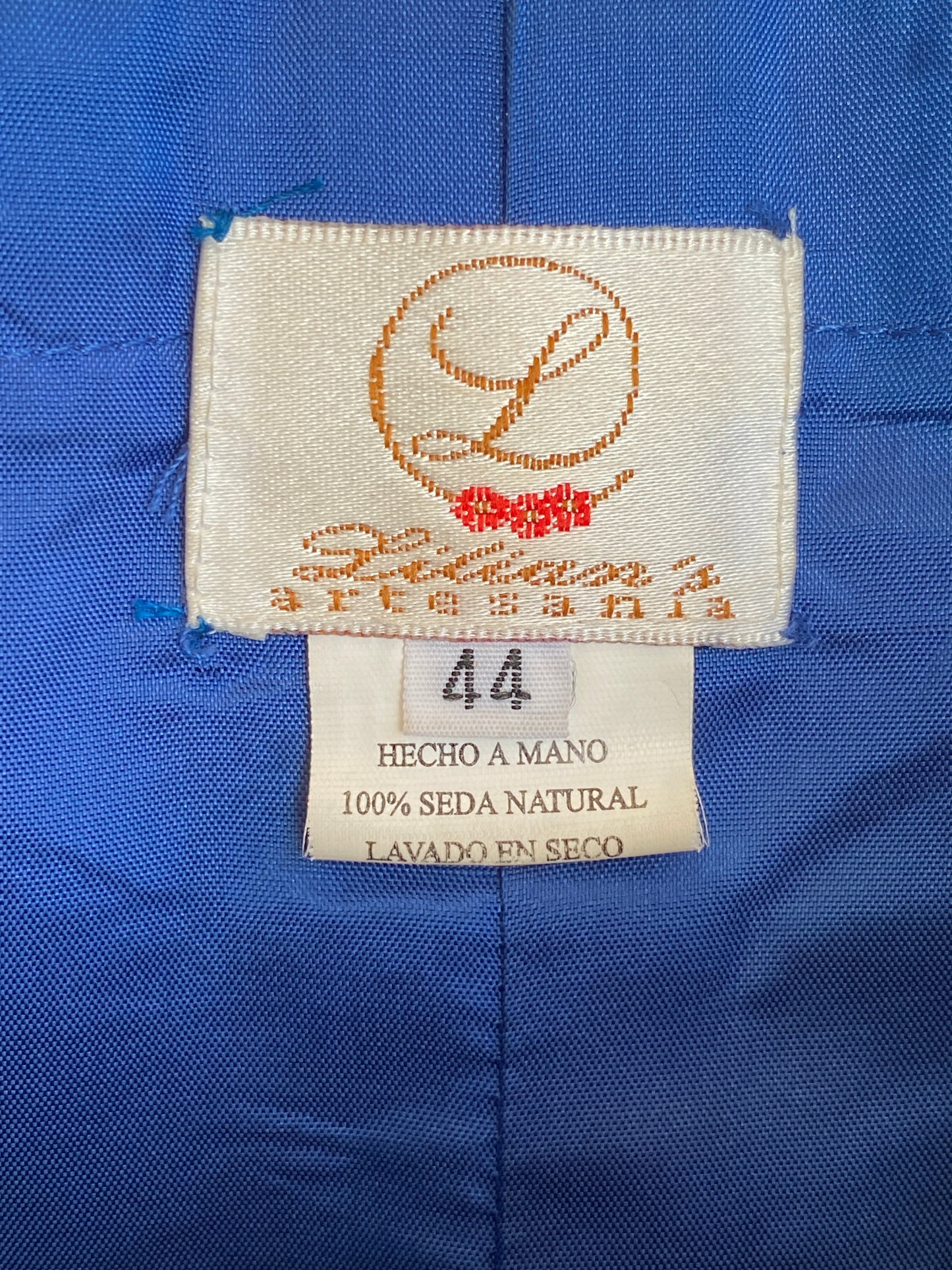 Set vintage azul de seda natural