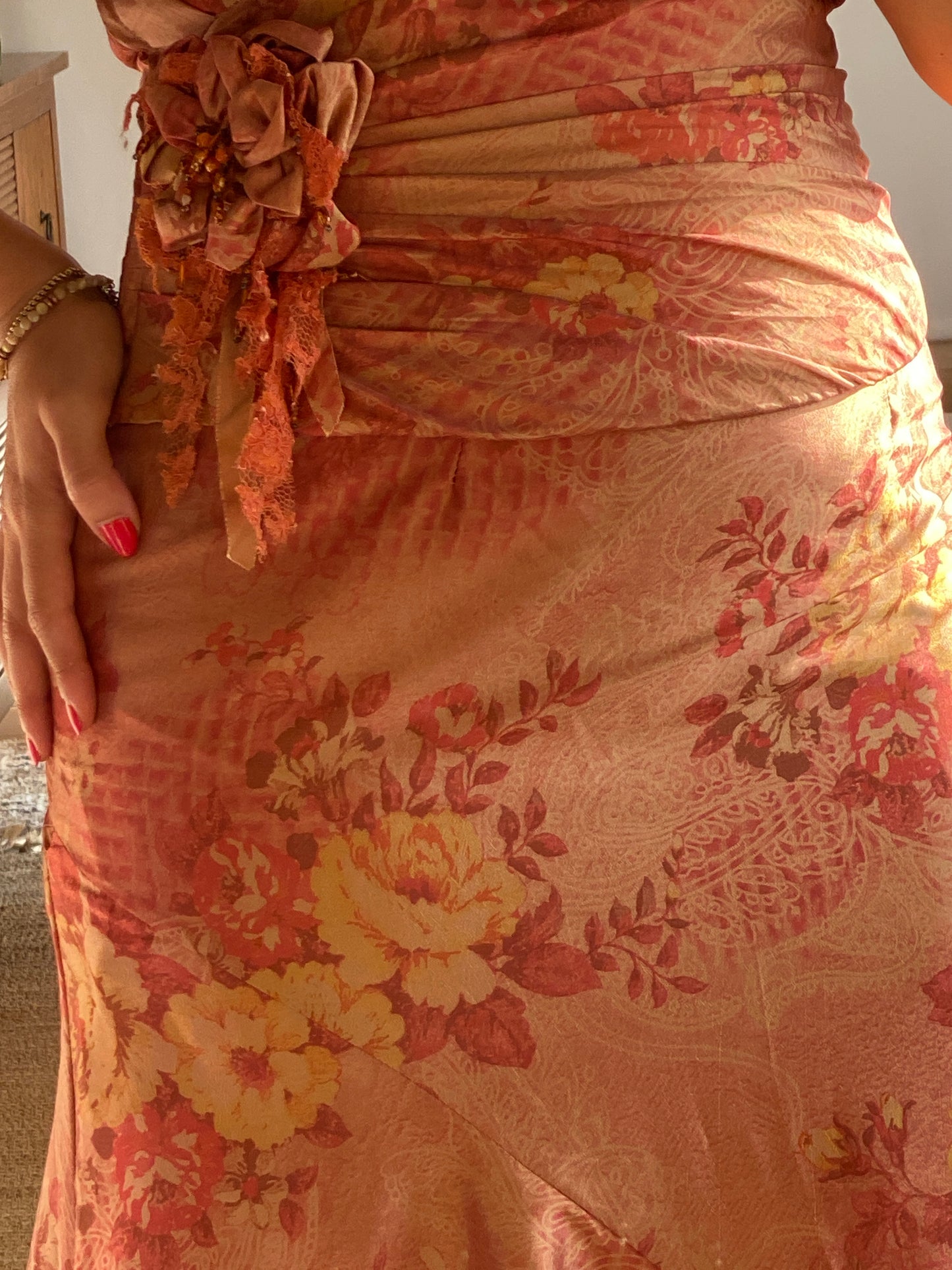 Conjunto vintage Y2K de tafeta floral