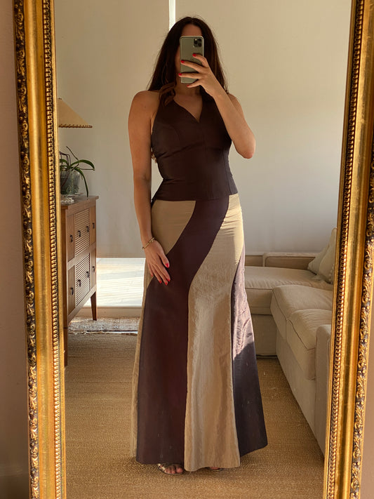 Conjunto vintage de dos piezas bicolor