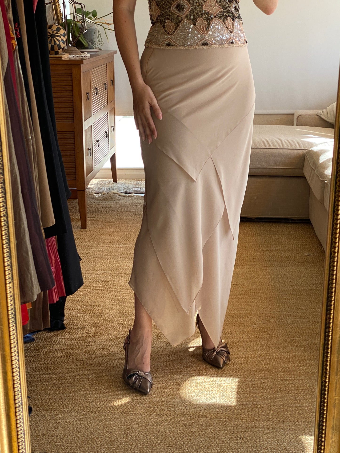 Conjunto de gasa con top joya bordado