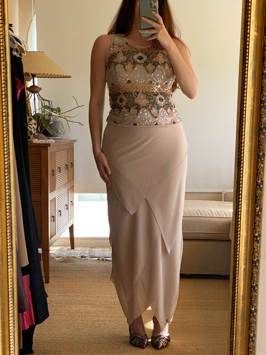 Conjunto de gasa con top joya bordado