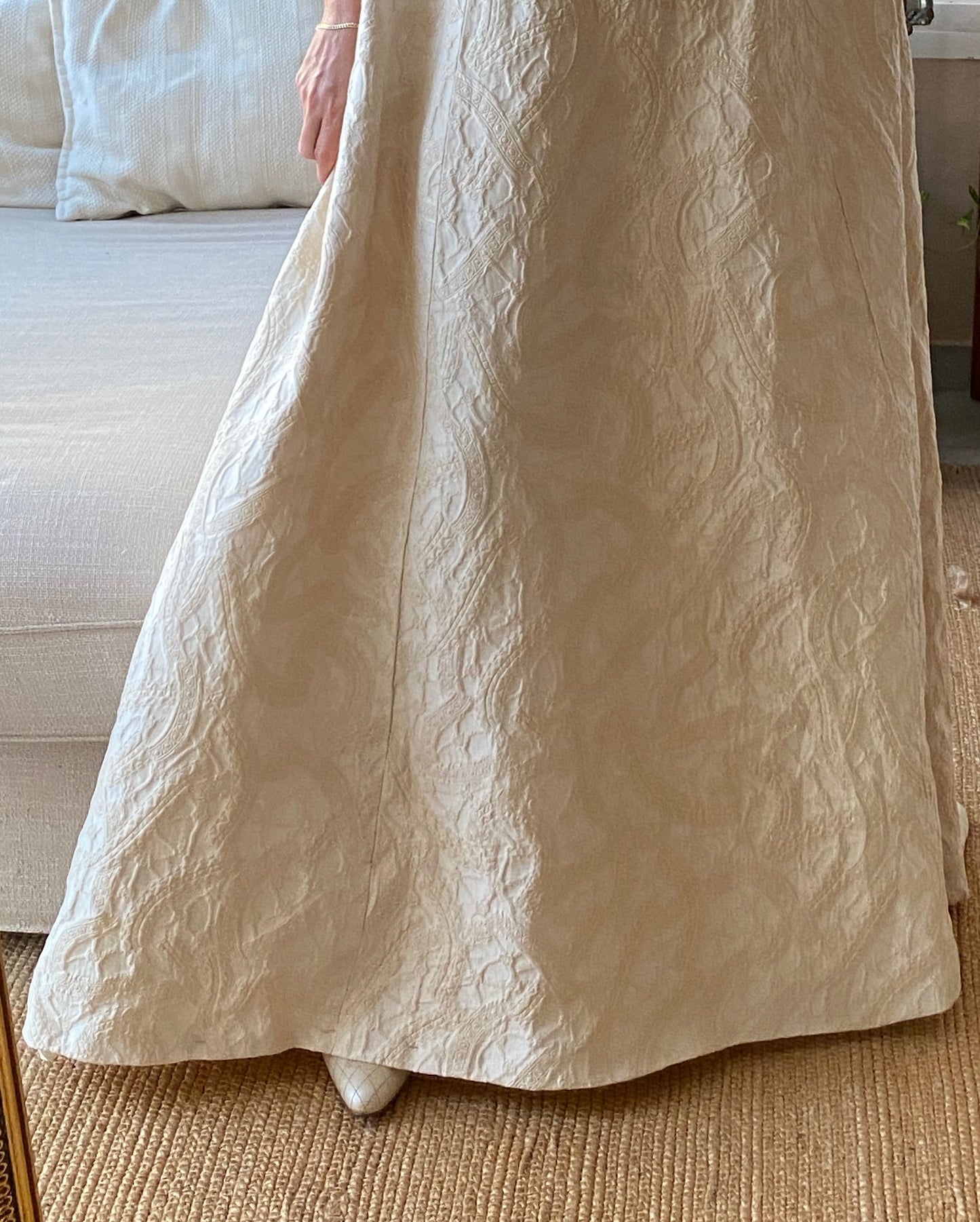 Vestido de novia vintage en seda brocada