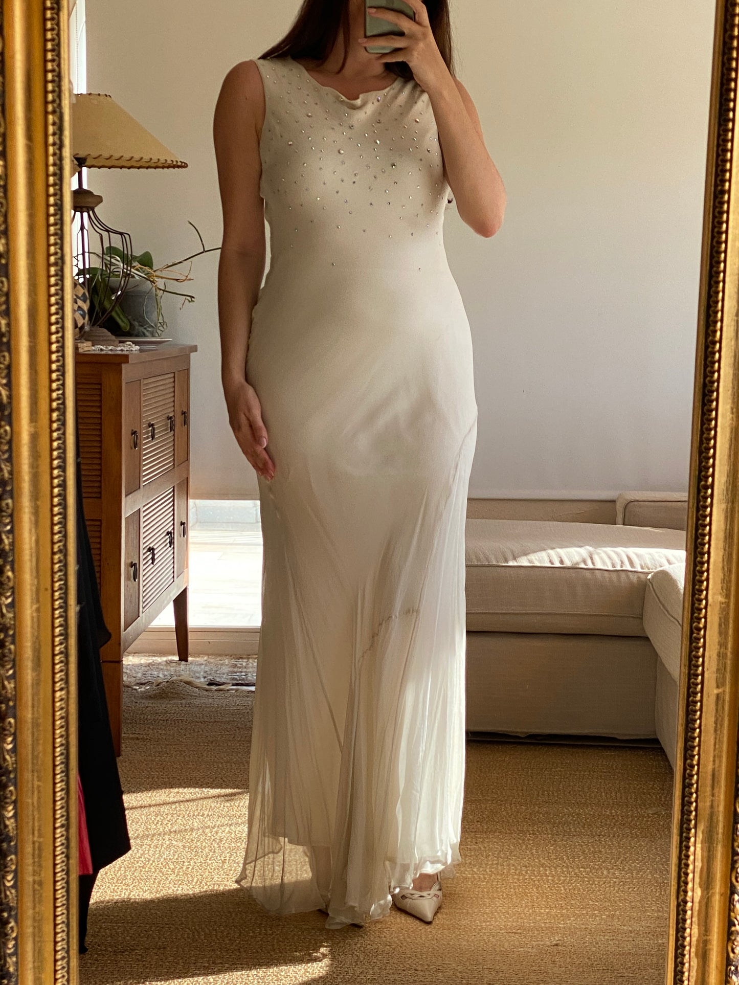 Vestido de bambula de seda con brillos