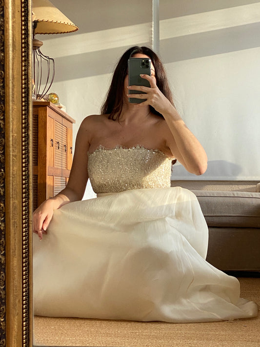 Vestido vintage en organza de seda