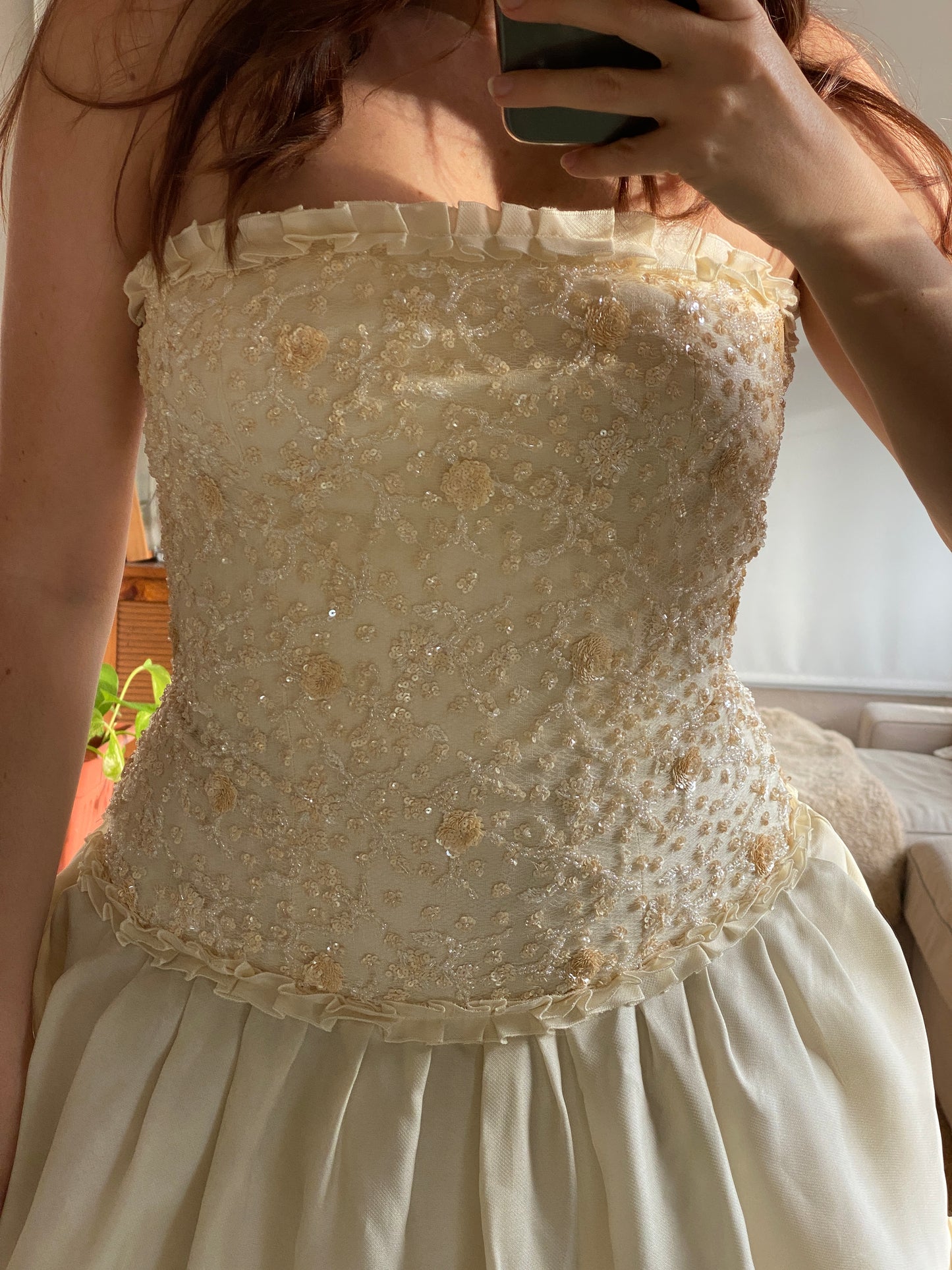 Vestido vintage de novia en seda con lentejuelas