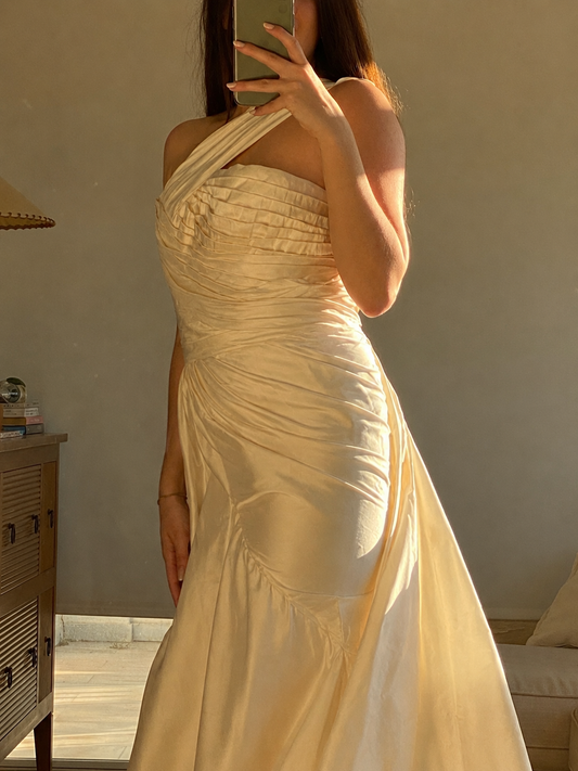 Vestido de tafetán de seda drapeado Elie by Elie Saab